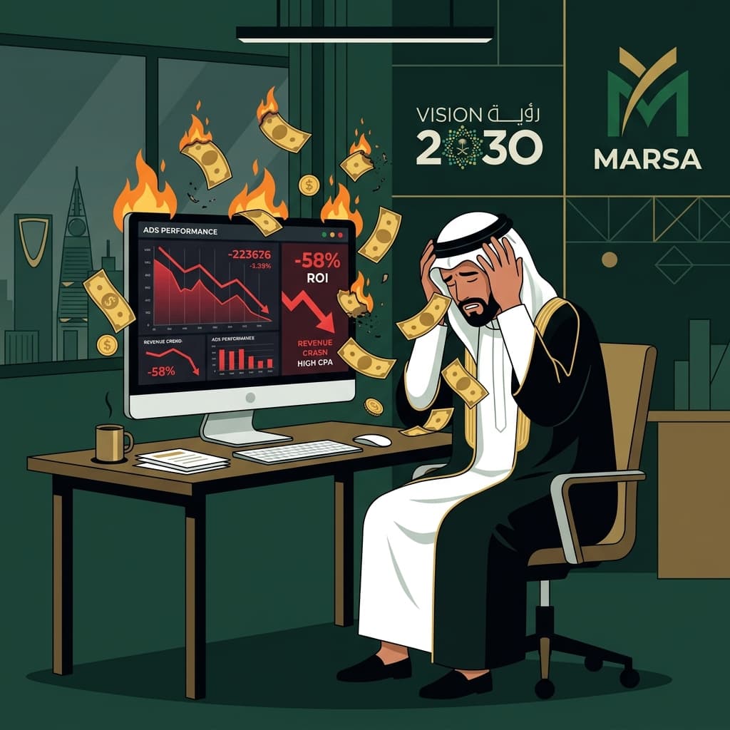 Stressed digital agency client wasting ad budget